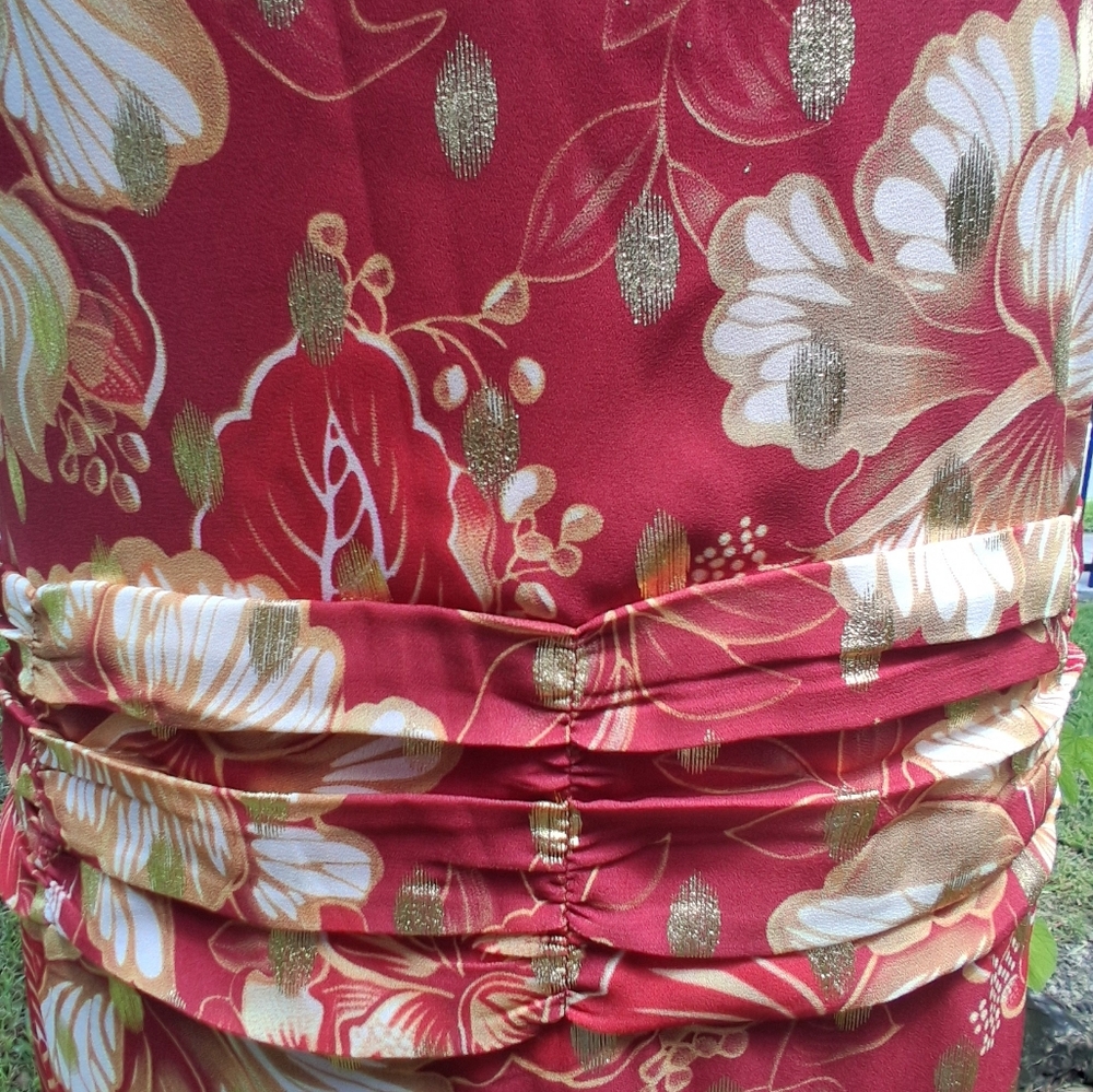 🔥NEW ELEGANT BOHO Red Floral Maxi Dress Size 14 & FREE GIFT - Picture 9 of 13